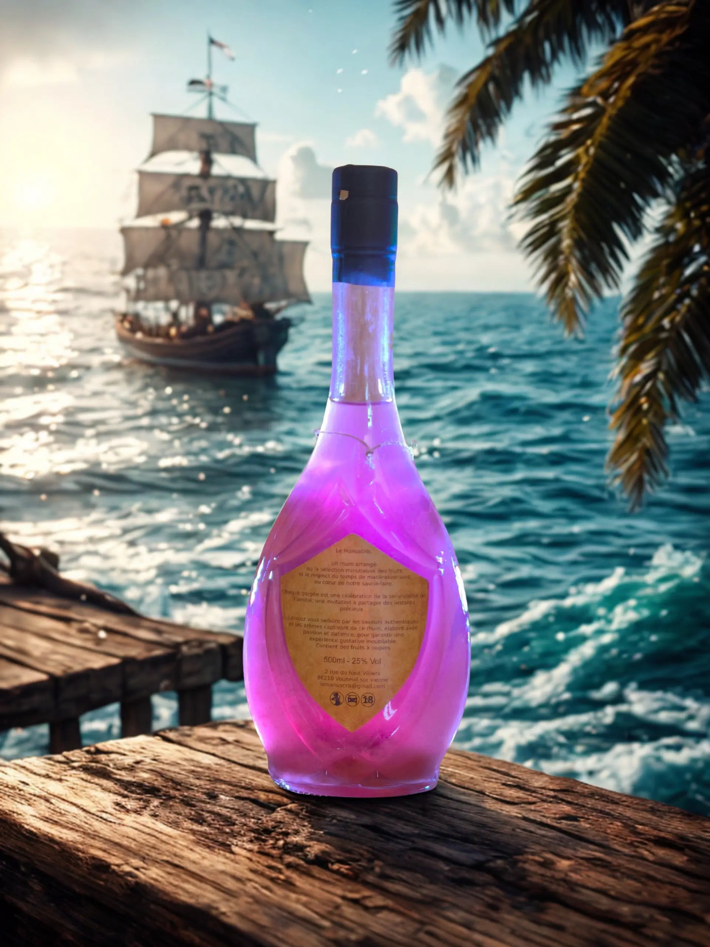 Bouteille rhum arrangé fraise mangue artisanal le manuscris