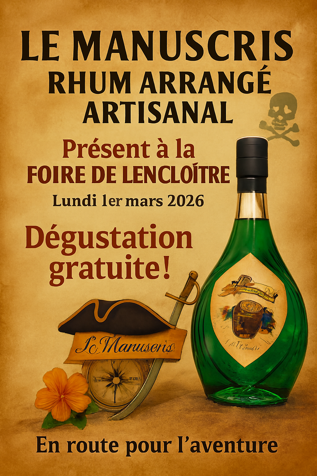 🏴‍☠️ Le Manuscris à la Foire de Lencloître – Dégustation gratuite et saveurs artisanales