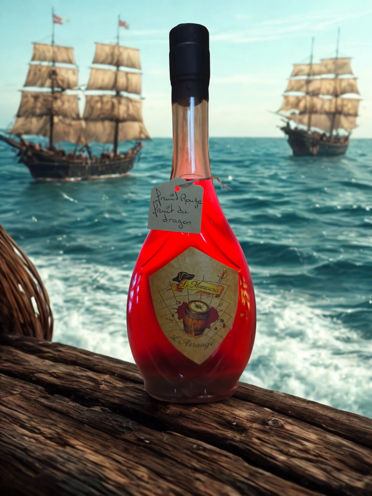 bouteille Le Manuscris- Rhum arrangé artisanal Fruits du Dragon Fruits Rouges- 500ml - 25% vol.