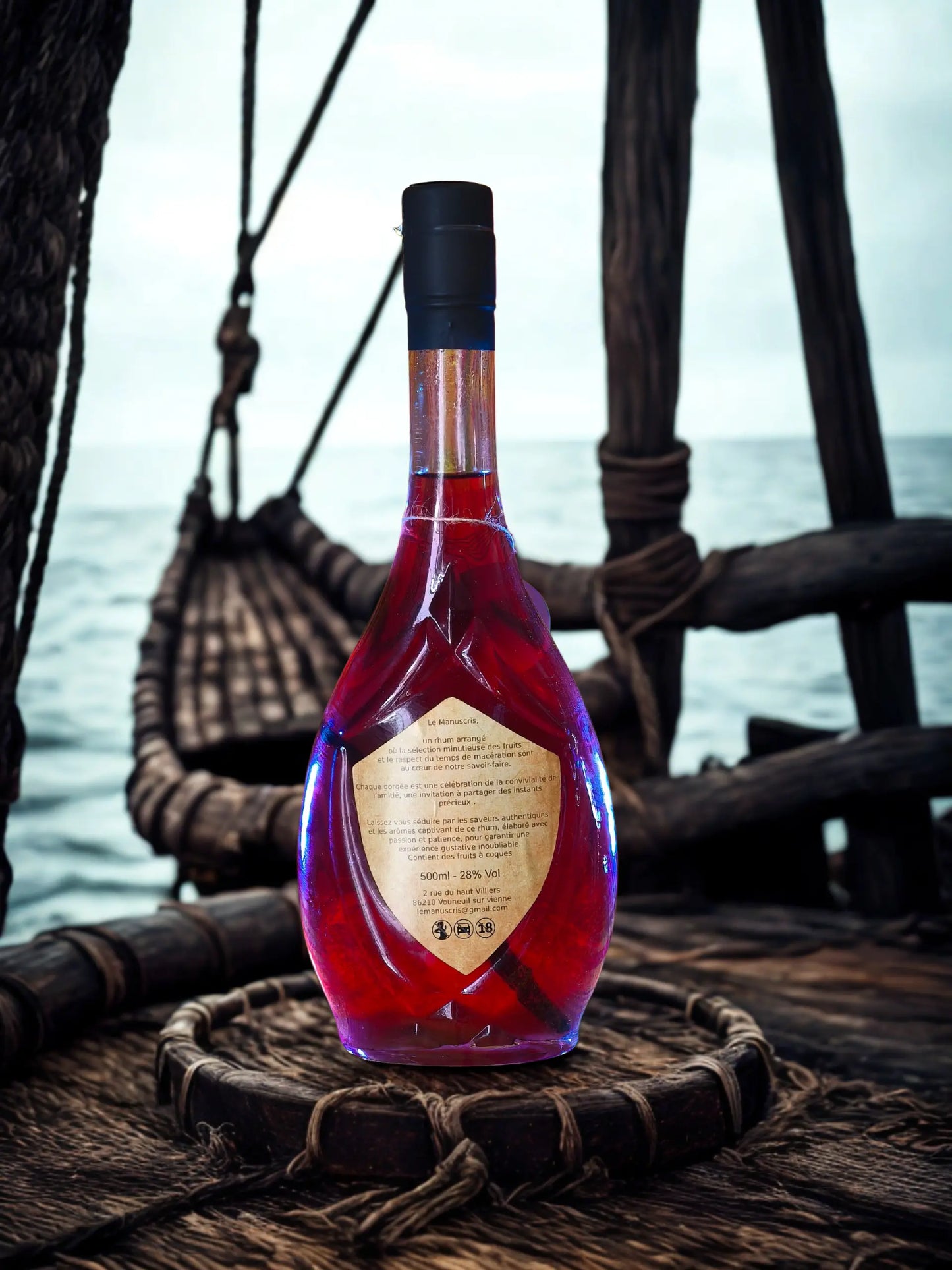 bouteille Le Manuscris – Rhum arrangé artisanal Framboise Vanille -500ml - 25% vol.