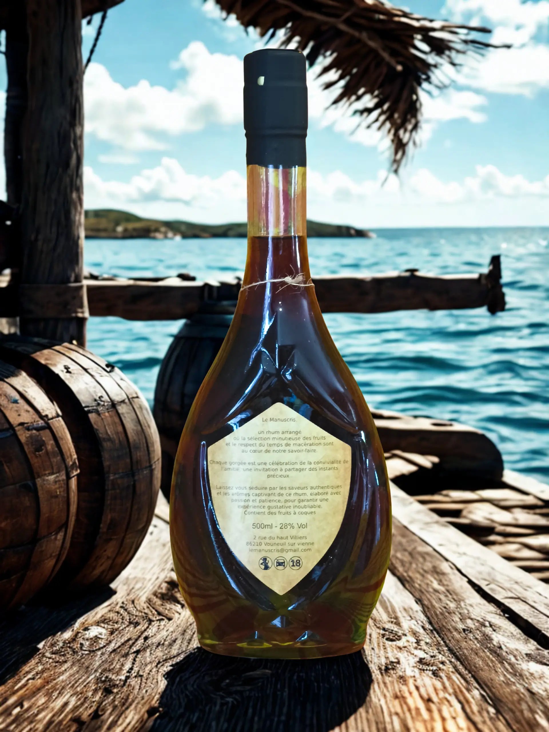 bouteille Le Manuscris – Rhum arrangé artisanal  Menthe Vanille - 500ml - 28% vol.