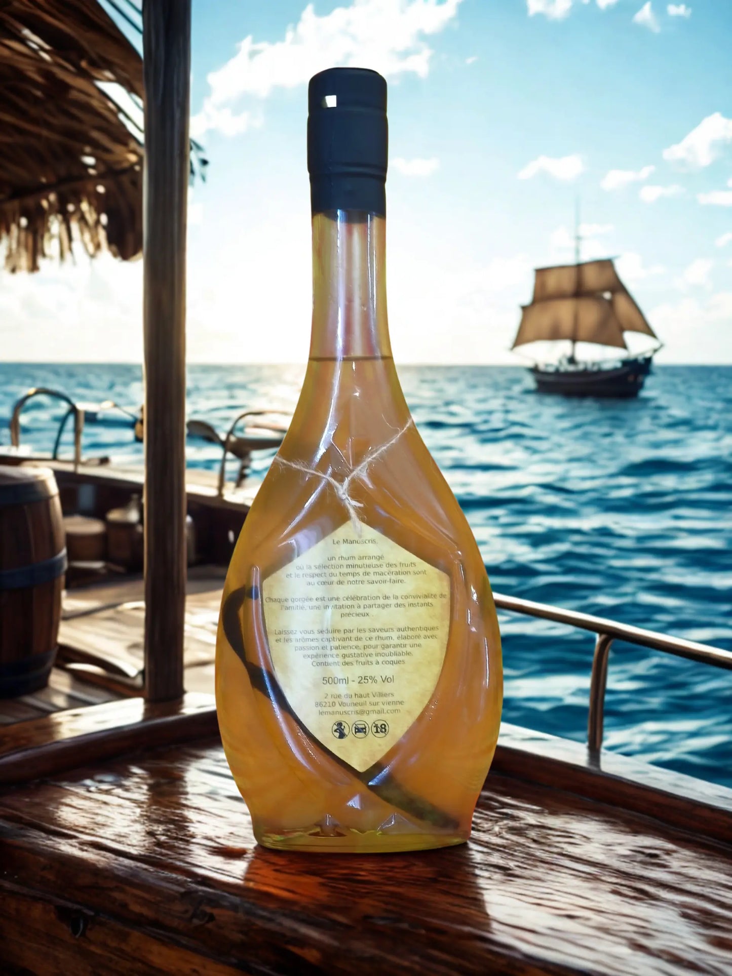 bouteille Le Manuscris – Rhum arrangé artisanal  Mandarine Vanille - 500ml - 25% vol.
