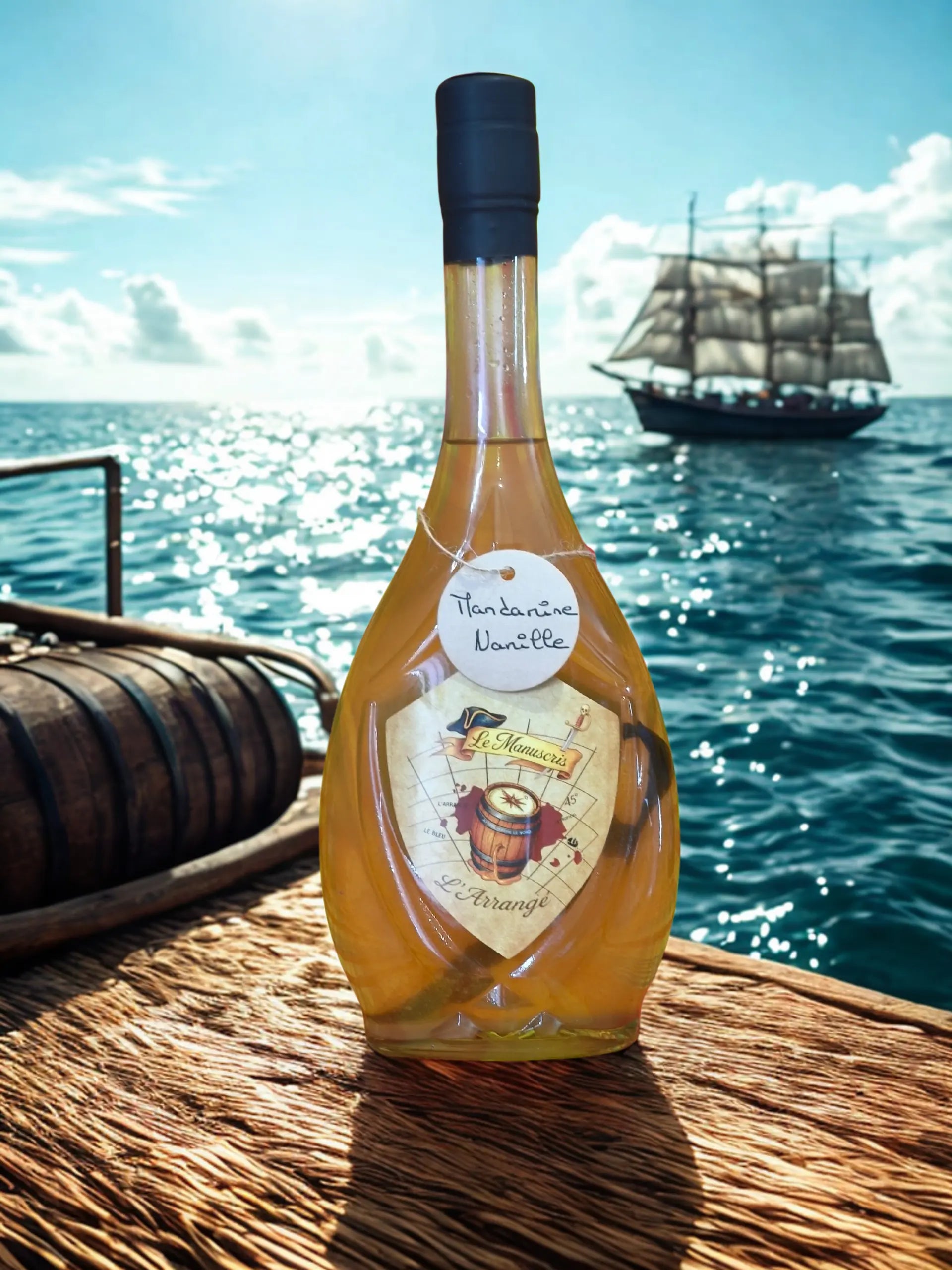 bouteille  Le Manuscris – Rhum arrangé artisanal  Mandarine Vanille - 500ml - 25% vol.