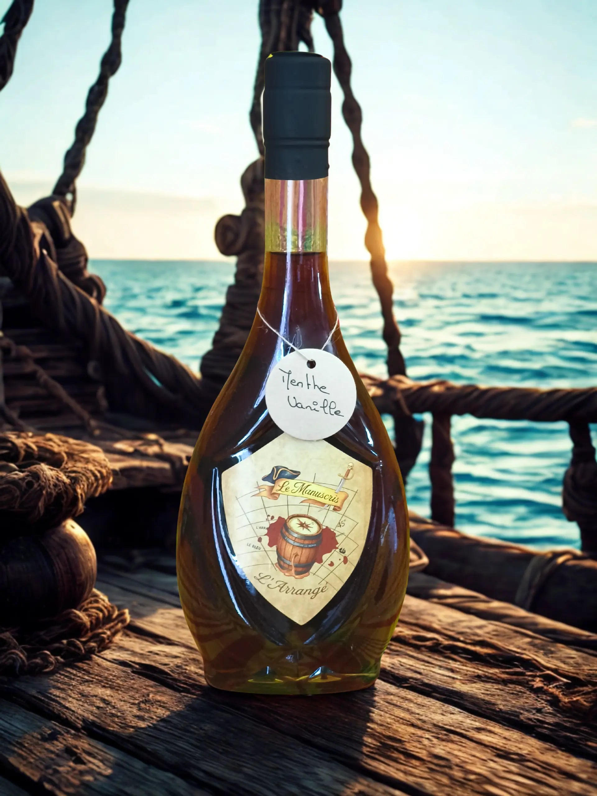 bouteille Le Manuscris – Rhum arrangé artisanal  Menthe Vanille - 500ml - 28% vol.