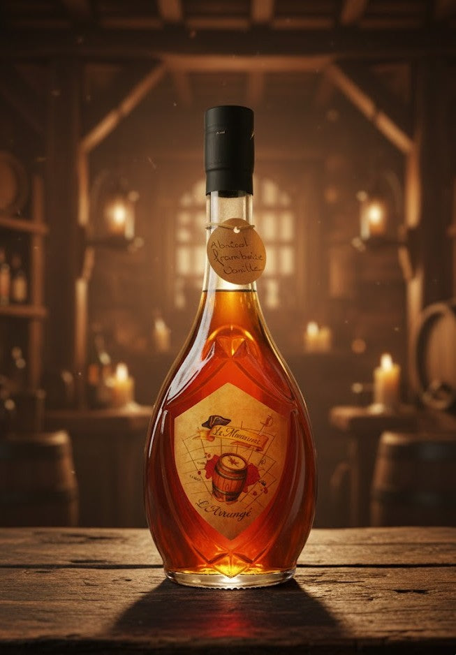 bouteille Rhum arrangé Abricot Framboise Vanille - Recette artisanale - Le Manuscris- 500ml -25% vol