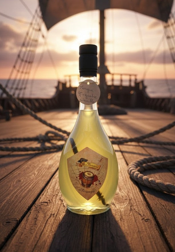 bouteille Rhum arrangé Mangue Gingembre Vanille - recette artisanale- Le manuscris-500ml- 25% vol