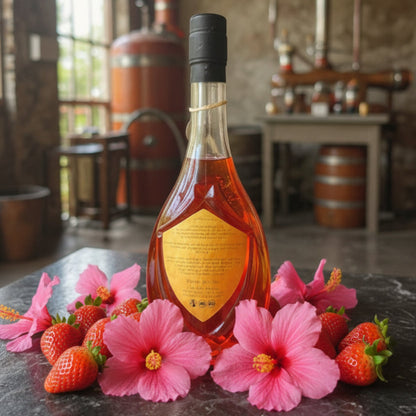 Rhum arrangé artisanal Hibiscus Fraise (500ml,  25%vol)
