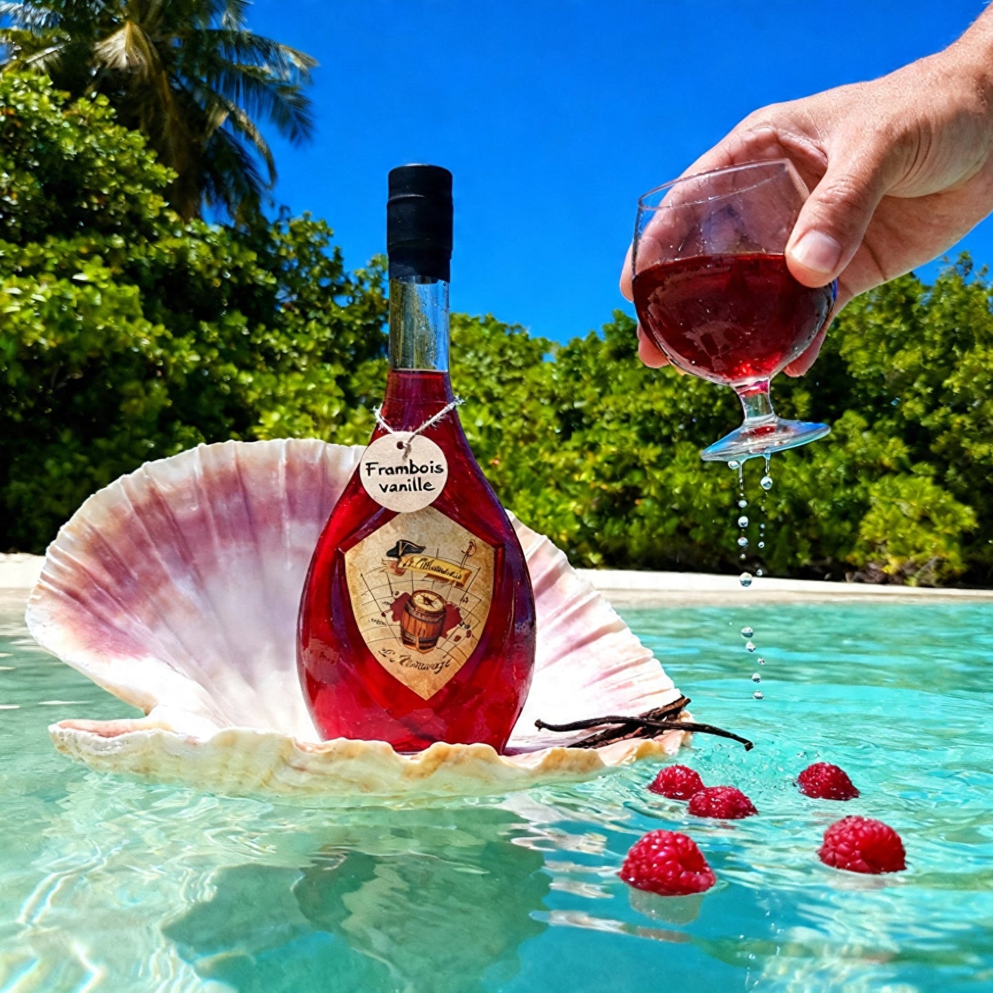 Rhum arrangé artisanal Framboise Vanille (500ml, 25% vol)