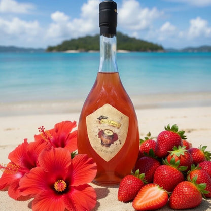 Rhum arrangé artisanal Hibiscus Fraise (500ml,  25%vol)