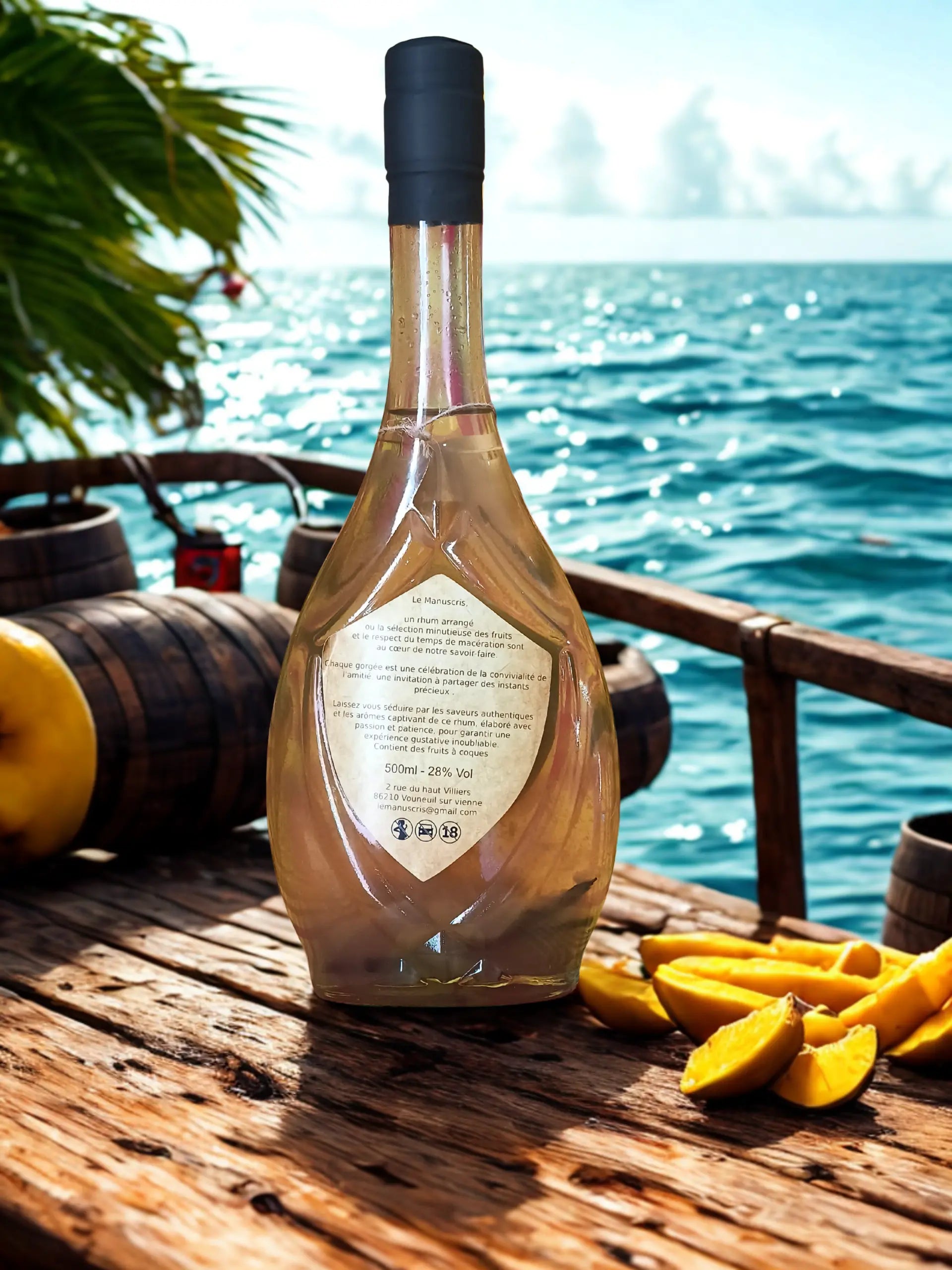 Bouteille de rhum Mangue Vanille artisanal Le Manuscris