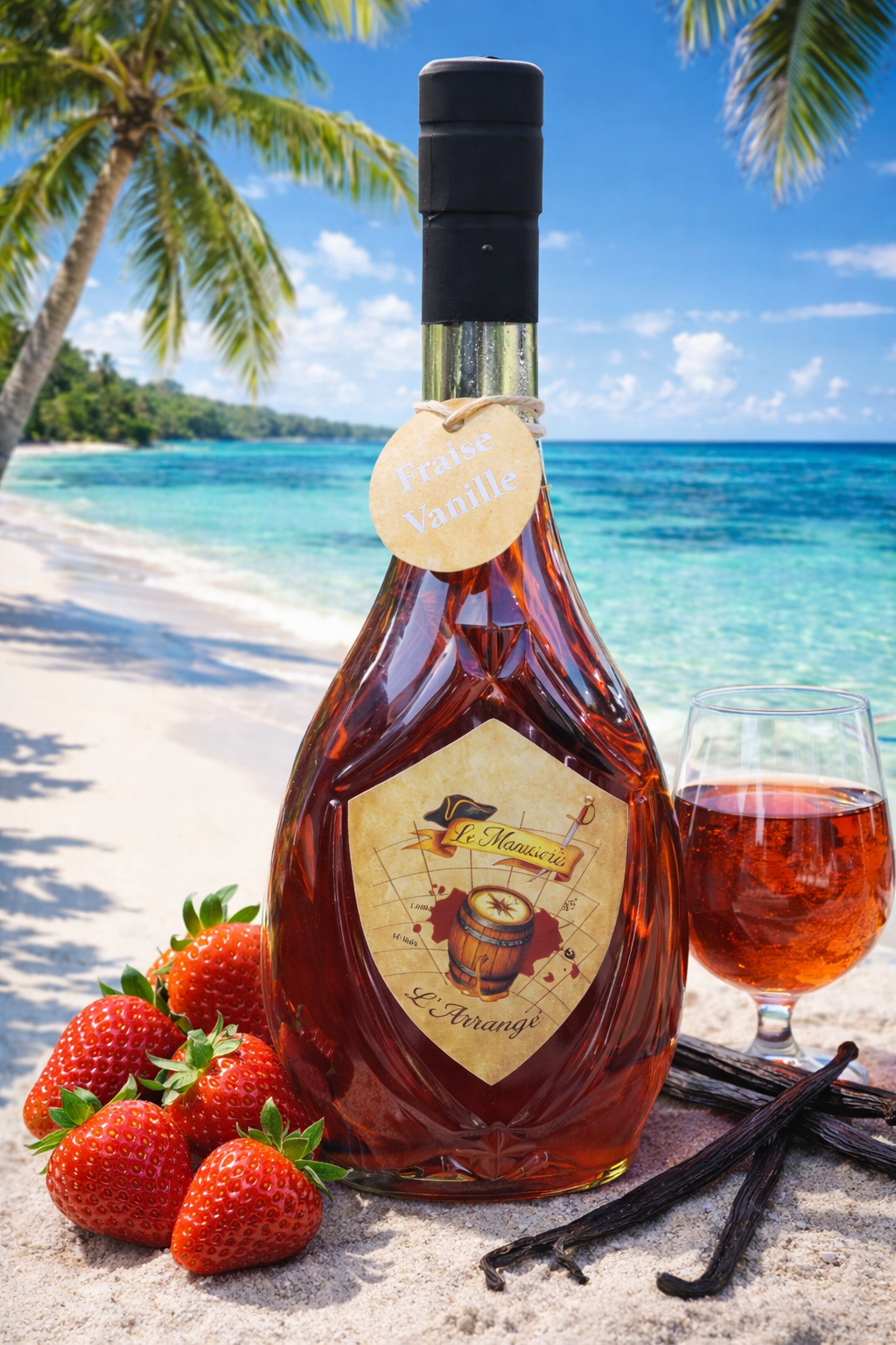 Rhum arrangé artisanal Fraise Vanille (500ml, 25% vol)